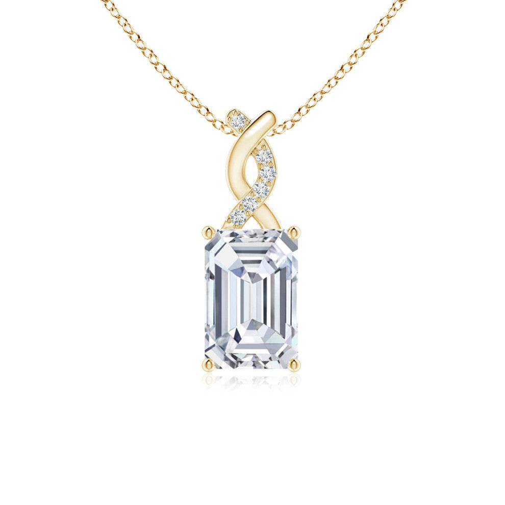 (9ct Yellow Gold, Size: 6x4mm) Lab-Grown Diamond Pendant with Entwined Bale (Colour: F-G | Clarity: VS)