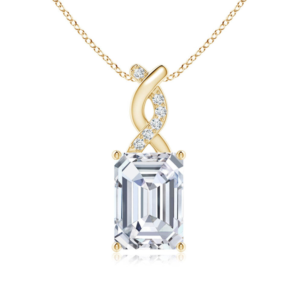 (9ct Yellow Gold, Size: 7x5mm) Lab-Grown Diamond Pendant with Entwined Bale (Colour: F-G | Clarity: VS)