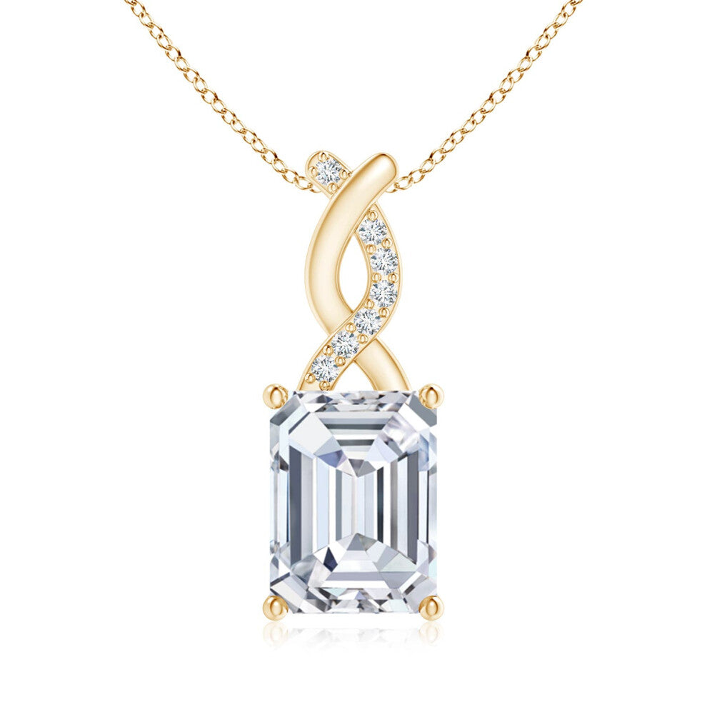 (9ct Yellow Gold, Size: 8x6mm) Lab-Grown Diamond Pendant with Entwined Bale (Colour: F-G | Clarity: VS)