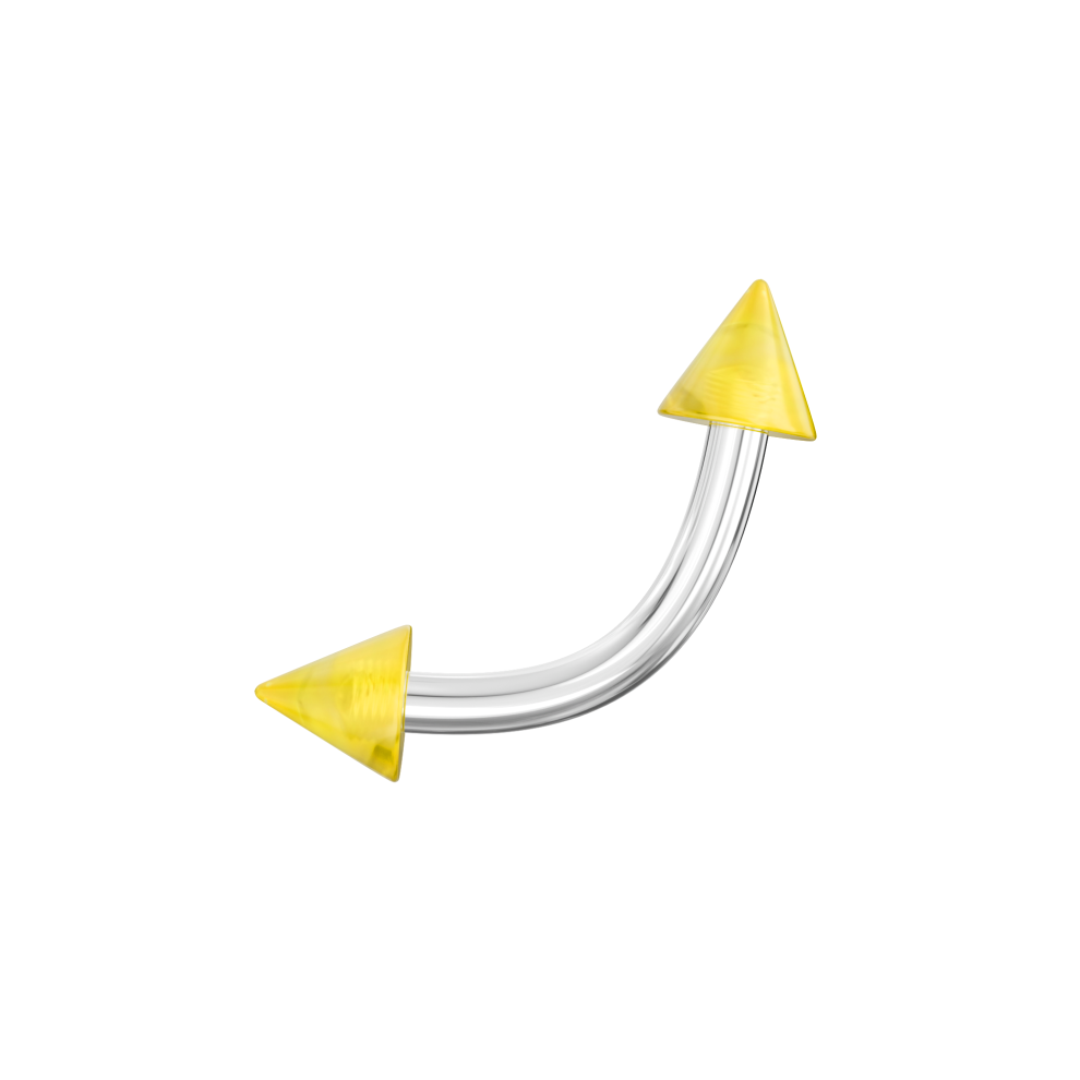 (8mm) Steel Curved Bar with Coloured Glitter UV Cone (Pack of 10)
