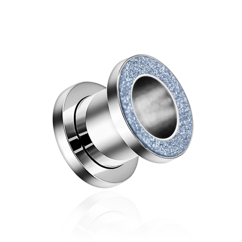 (10mm) Blue Glitter Flesh Tunnel