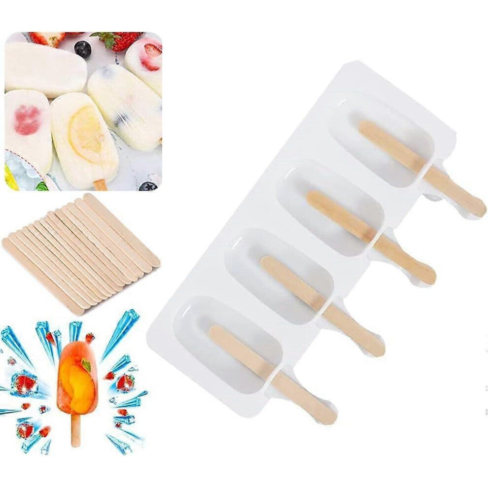 (As show, One size) LINJOU 1 Pack Silicone Ice Lolly Ice Cream Mould Handmade Ice Treats Maker Reusable with 20pcs Wooden Sticks