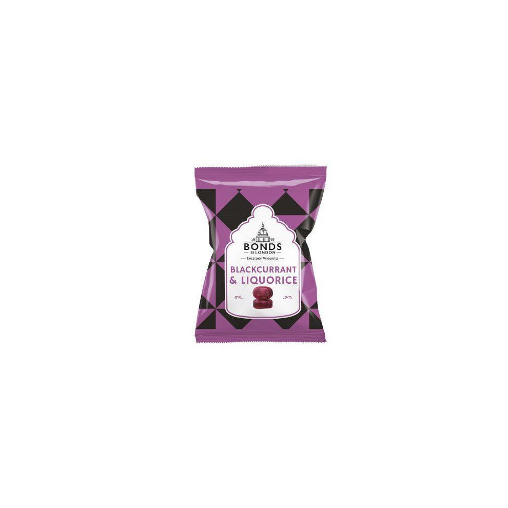 Bonds Blackcurrant & Liquorice Bags | Boiled Sweets | Chewy Centre | 120g | (Pack of 12)