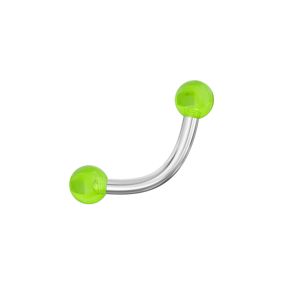 (6mm) 316L Surgical Steel Curved Bar with Glossy UV Balls (Pack of 10)