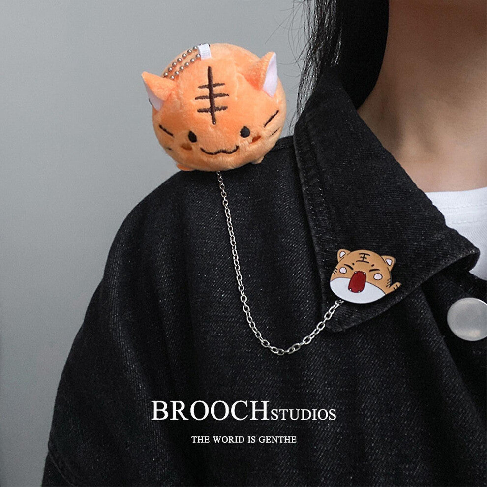 (orange, One size) Brooch Plush Doll Fashion Jewelry Decorative Pendant New Creative Cartoon Chain Yellow. Dinosaur Cute Clothes Decoration - Jxlgv