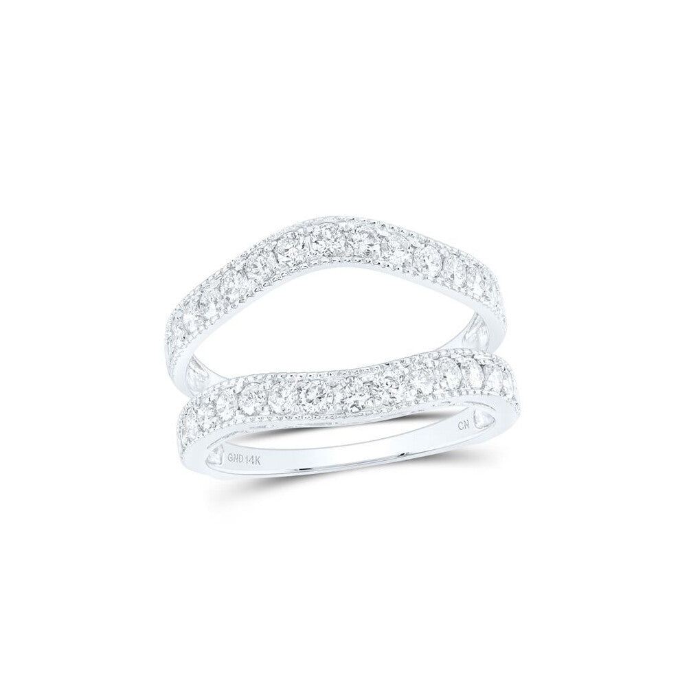 GND 111254 1.00 CTW 14KT White Gold Womens Round Diamond Milgrain Wrap Ring Guard Enhancer, Size 7