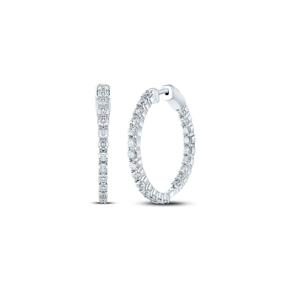 GND 167076 3 CTW Diamond NK High Hoops Earring