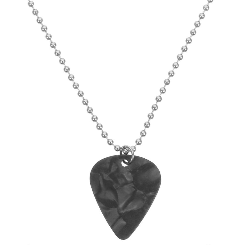 (As show, One size) Stainless Steel Guitar Pick Necklace Bass Pick Necklace Guitar Pick Pendant Chain