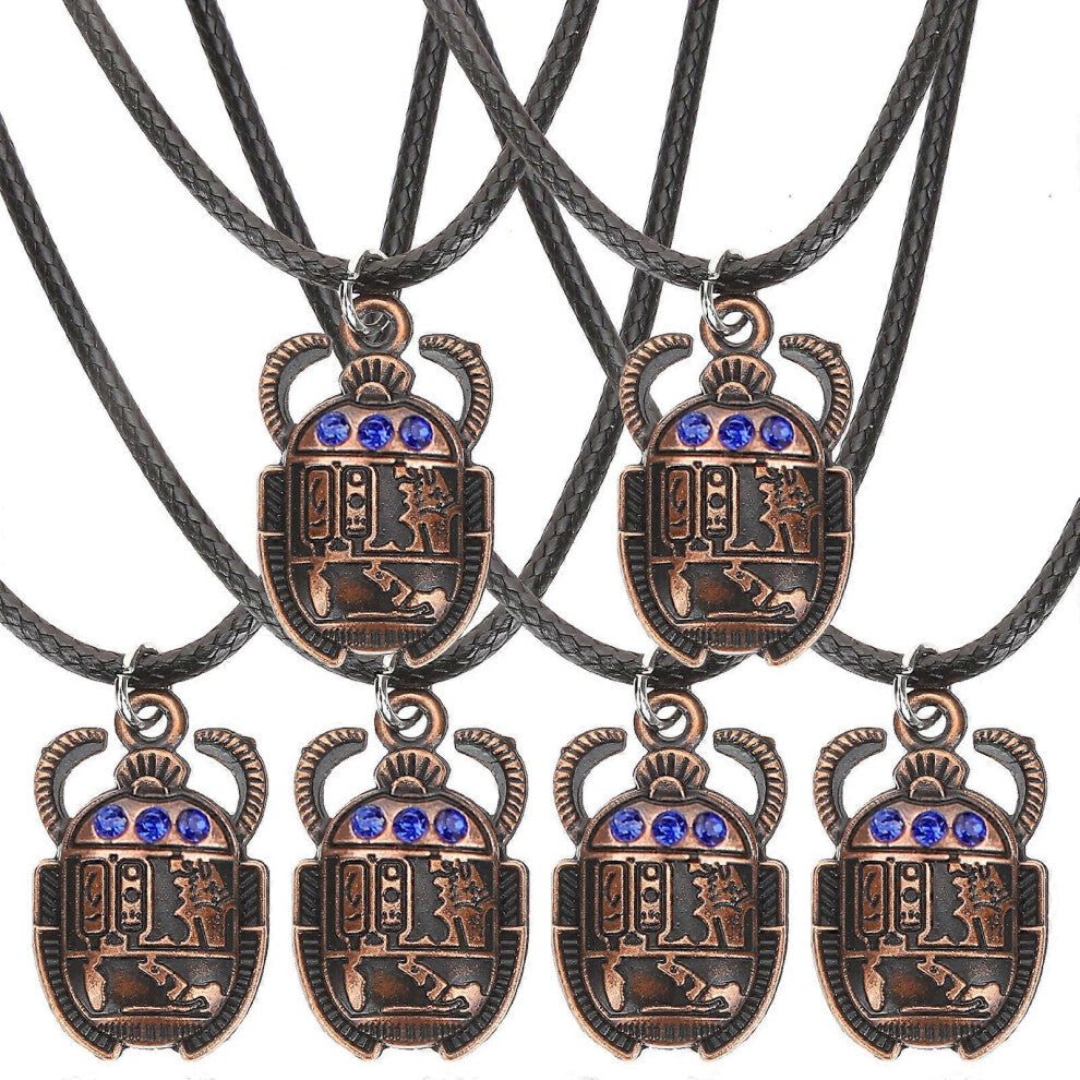 (As show, One size) 6pcs Egyptian Scarab Necklace Pendant Necklace Retro Necklace Egyptian Jewelry