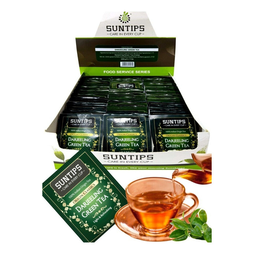 SUNTIPS Premium Darjeeling Green Tea  100 Tea Bags of Fresh, Organic & Aromatic Loose Leaf Tea | High Antioxidant, Natural Detox & Weight Loss