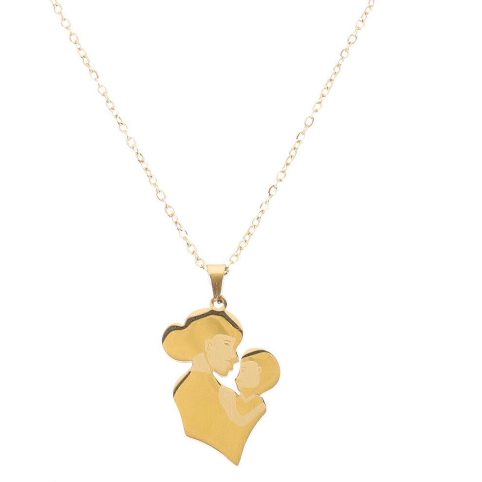 (As show, One size) Mother Child Necklace Golden Mom-child Pendant Necklace for Mother&#39;s Day Gift