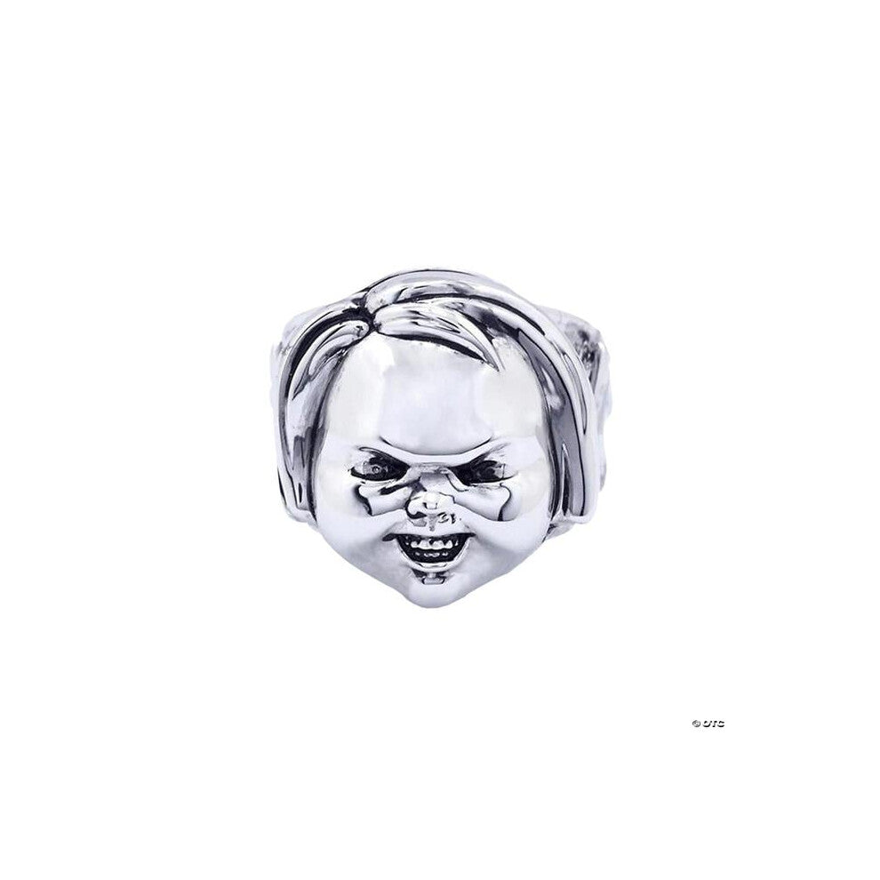Trick or Treat Studios MAJAKUS10312 Child Play 2 Chucky Face Plated Brass Ring - Size 12