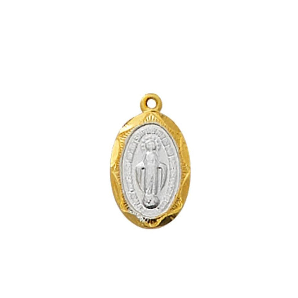 Mcvan J802B 13 in. Two-Tone Sterling Miraculous Pendant with Gold Plated Brass Chain Boxed