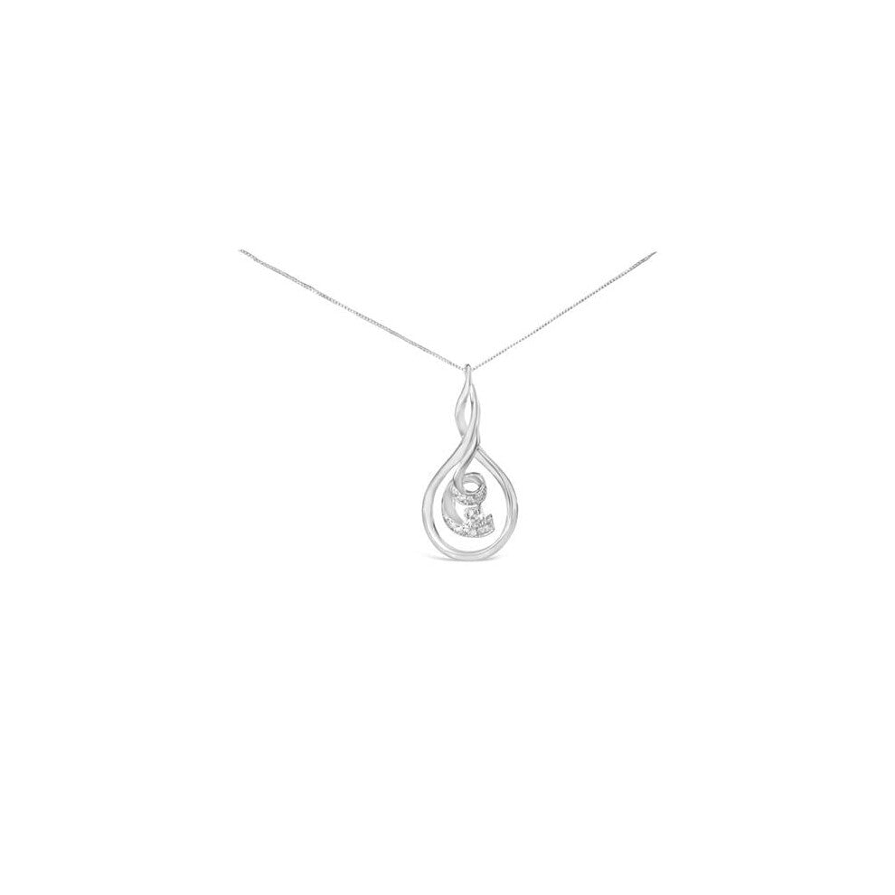 Infinite Jewels 81-6532WDM Espira 10K White Gold 0.119 CTTW Round Cut Diamond Layered Spiral Pendant Necklace, I-J - I1-I2