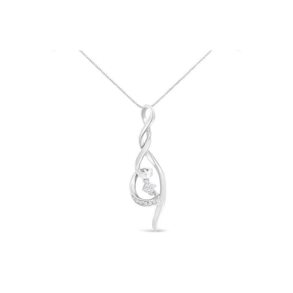 Infinite Jewels 81-6666WDM Espira 10K White Gold 0.1 CTTW Diamond Swirl Pendant Necklace, I-J - I1-I2