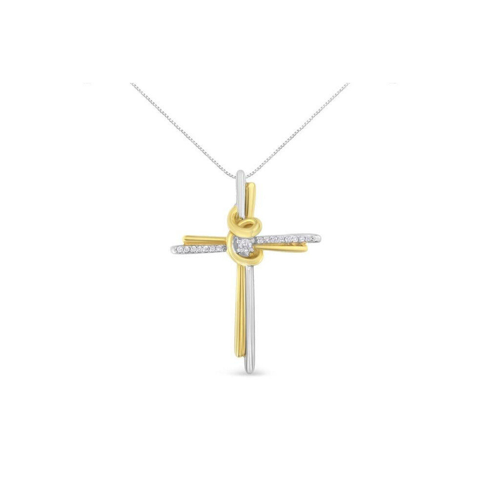 Infinite Jewels 81-6609TDM Espira 10K Two-Tone Yellow & White Gold Diamond-Accented Cross 18 in. Pendant Necklace, J-K Color - I2-I3 Clarity