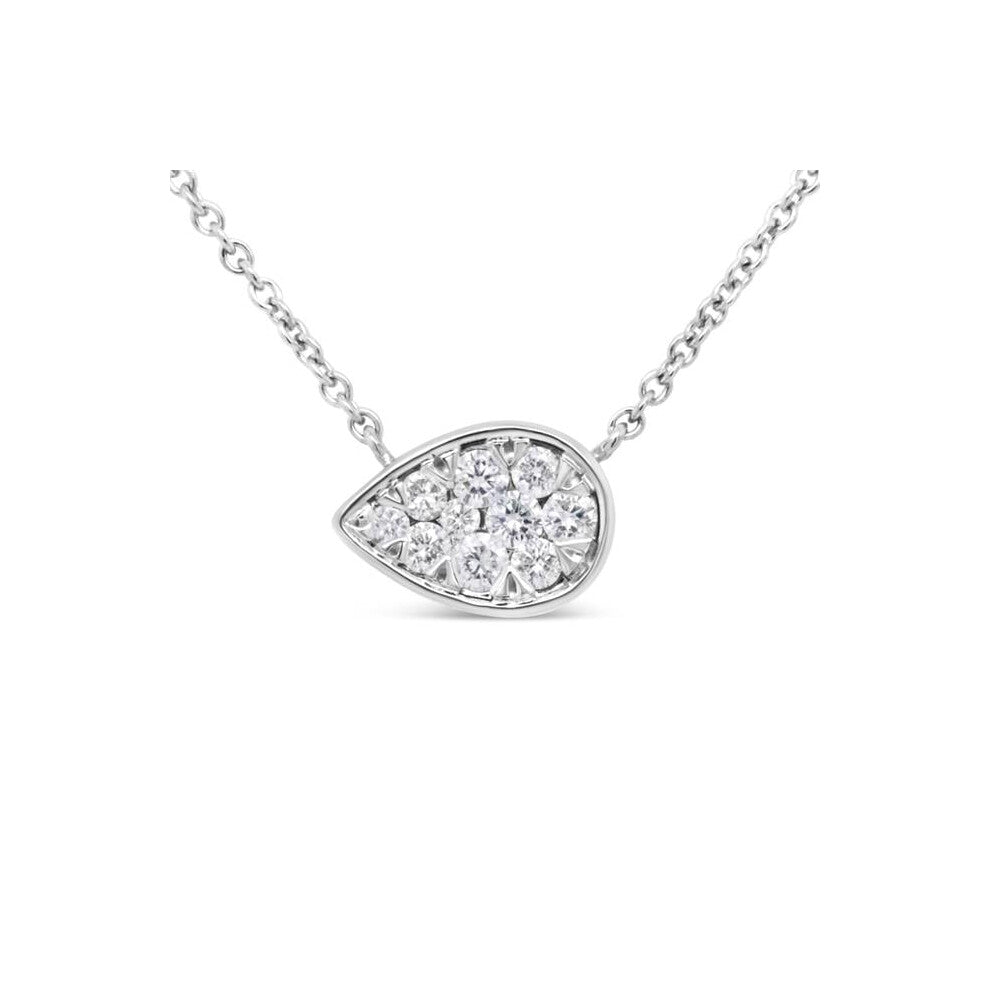 Infinite Jewels 019930NASH 14K White Gold 0.25 CTTW Round Diamond Composite Teardrop Shape 18 in. Pendant Necklace, G-H Color - SI2-I1 Clarity