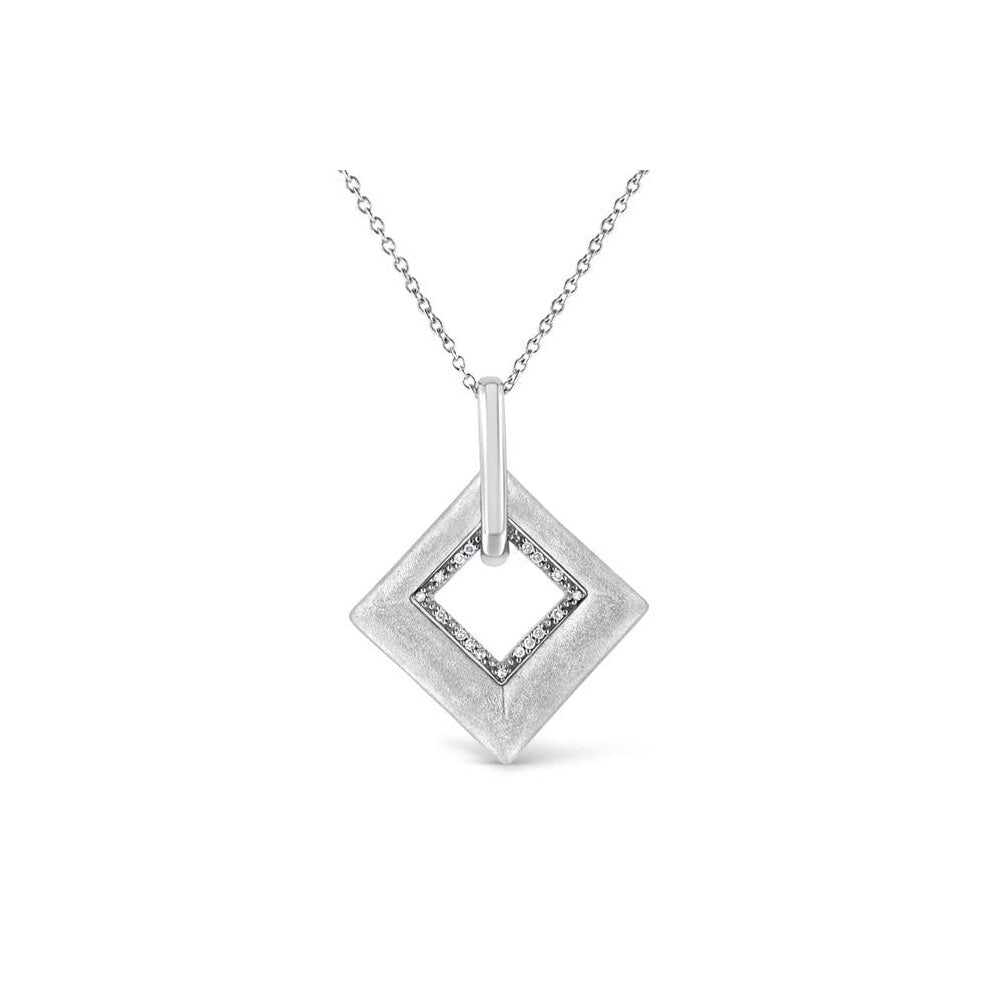 Infinite Jewels 018406NASH White .925 Sterling Silver Pave-Set Diamond Accent Kite Shape 18 in. Pendant Necklace, I-J Color - I1-I2 Clarity