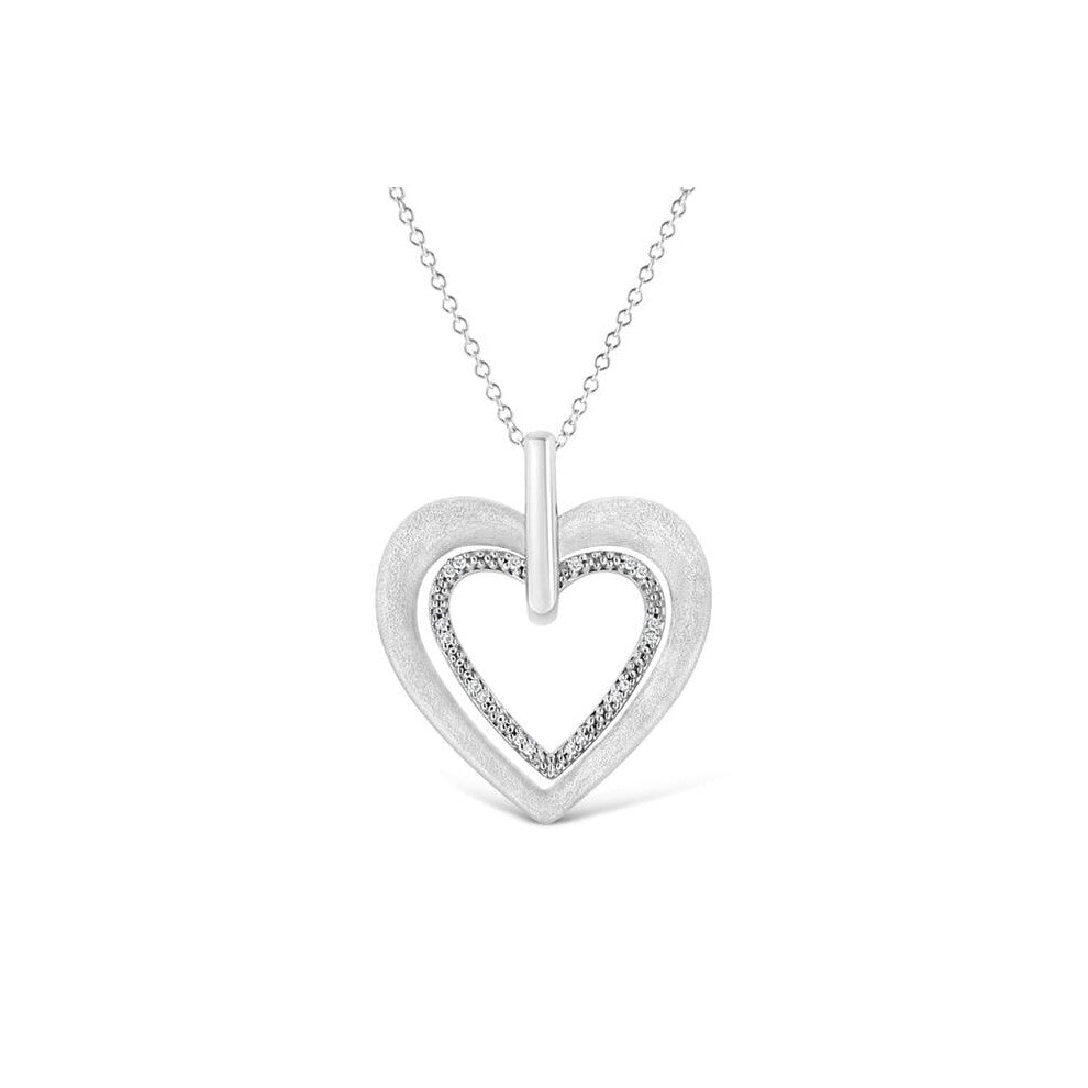 Infinite Jewels 018413NASH White .925 Sterling Silver Prong-Set Diamond Accent Double Heart 18 in. Pendant Necklace, I-J Color - I1-I2 Clarity