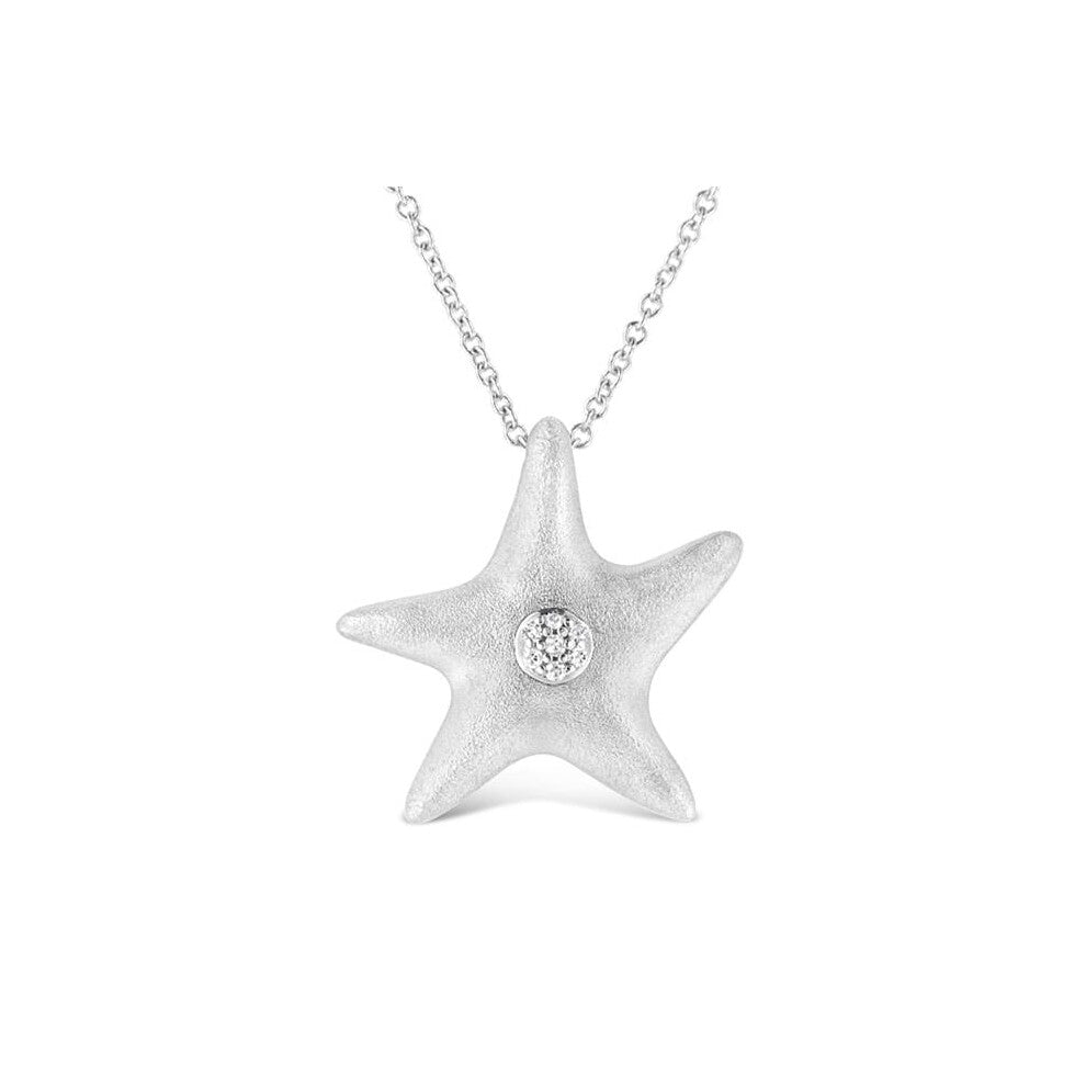 Infinite Jewels 018418NASH White .925 Sterling Silver Prong-Set Diamond Accent Starfish Pendant Necklace, I-J Color - I1-I2 Clarity - Size 18 in.