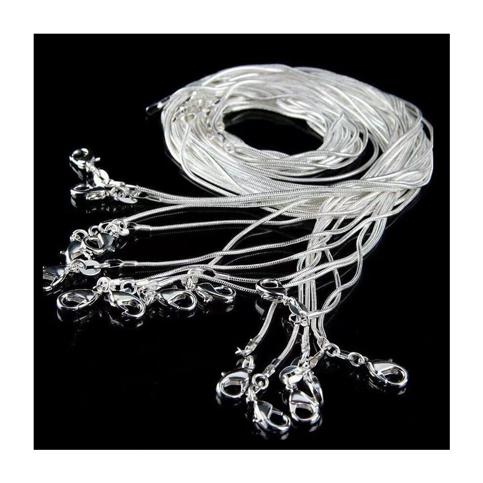 Lots 7pcs 1mm Silver Plated Fashion Women's Snake Charm Chains Necklace for DIY Pendant with Lobster Clasp 18"-30"