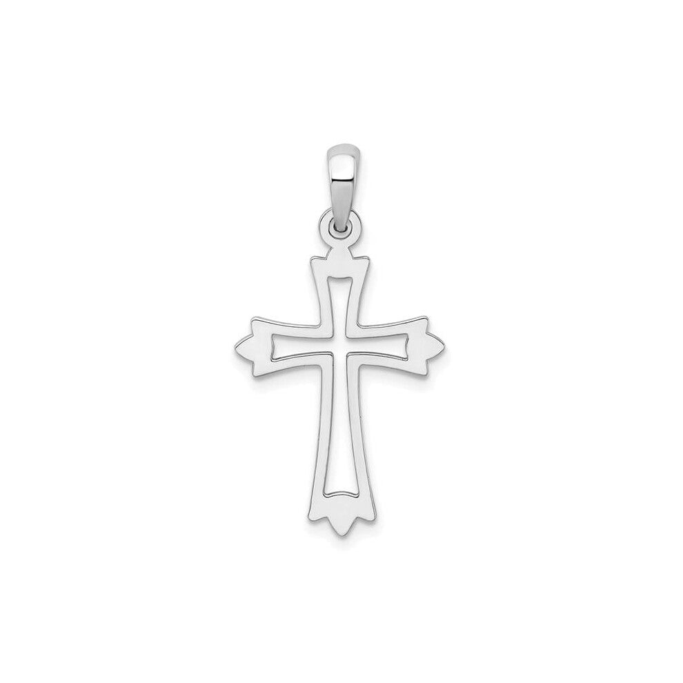 Finest Gold Sterling Silver Polished Pointed Ends Cut-Out Cross Pendant