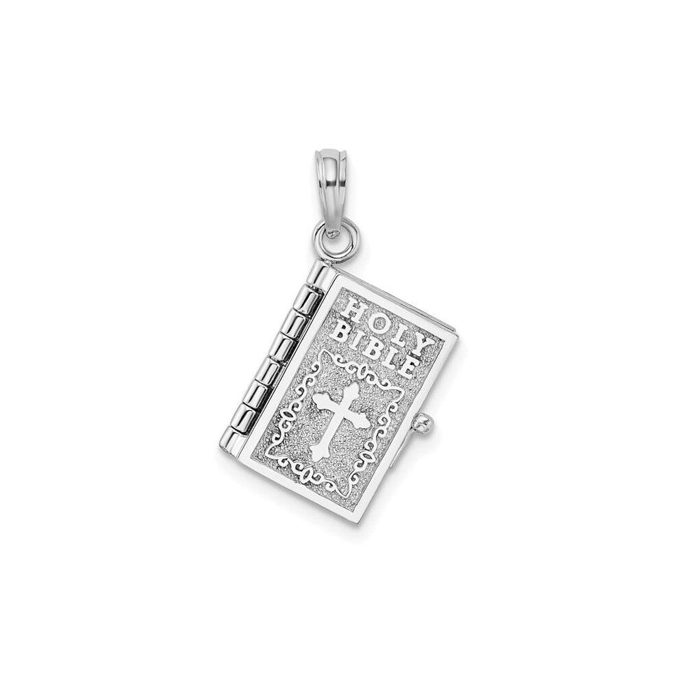 Finest Gold Sterling Silver Polished 3D Moveable Lords Prayer Bible Pendant