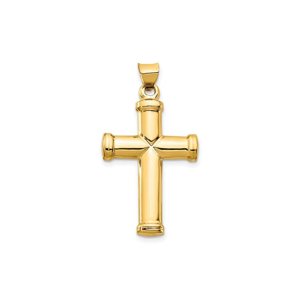 Finest Gold 14K Polished Stamping Cross Pendant  Yellow