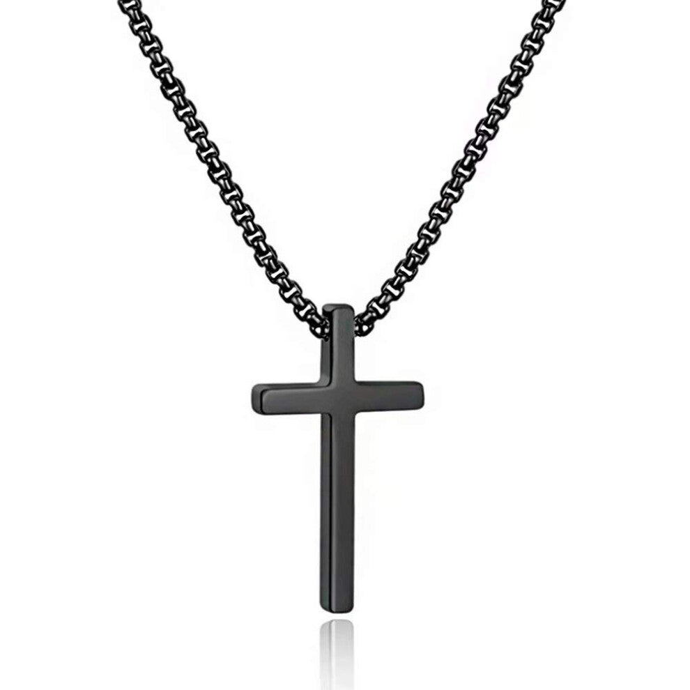 M MOOHAM Stainless Steel Cross Pendant Necklaces for Men Pendant Chain 22 Inch Black  Christian Religious Baptism Gifts Jewelry for Teenage