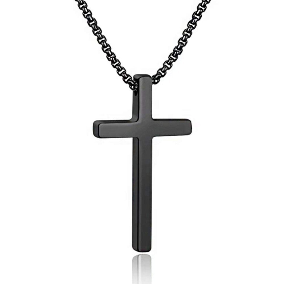 M MOOHAM Stainless Steel Cross Pendant Necklaces for Men Pendant Chain 20 Inch Black  Christian Religious Baptism Gifts Jewelry for Teenage