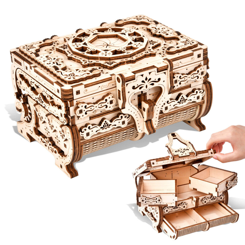 Varbertos 3D Wooden Puzzle Mechanical Treasure Box  Wood Creative Assembly Model Building Kits to Build for Adults and Teens  DIY Wooden Puzzle Hobbie