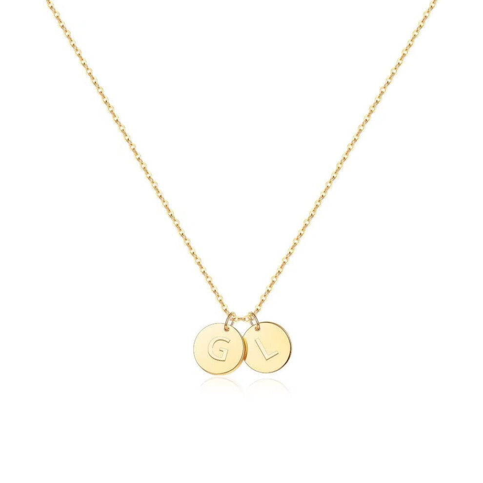 EXEINCITE Two Initial Necklaces for Women  14K Gold Plated Tiny Small Letter G Initial L Disc Pendant Necklace Jewelry Gifts for Women  Mothers Day Va