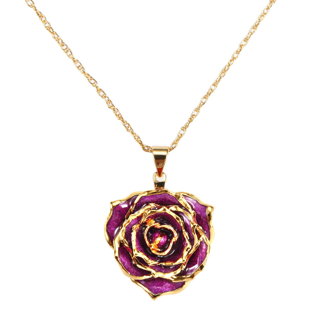 AliveRose Rose Necklace  Necklaces for Women and Fashion Pendant Gifts for Women Birthday-Valentines Day-Anniversary Day-Party (Purple)