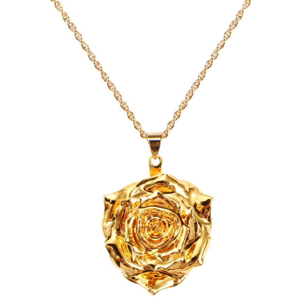 AliveRose 24K Gold Dipped Rose Necklace  Necklaces for Women and Fashion Pendant Gifts for Women Birthday-Valentines Day-Anniversary Day-Party (Golden