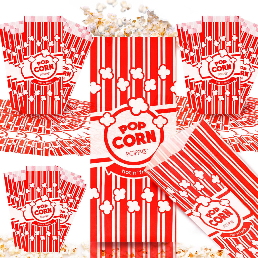 Poppy's Paper Popcorn Bags - 25 2 oz Concession-Grade Bags  Popcorn Machine Accessories for Popcorn Bars  Movie Nights  Concessions
