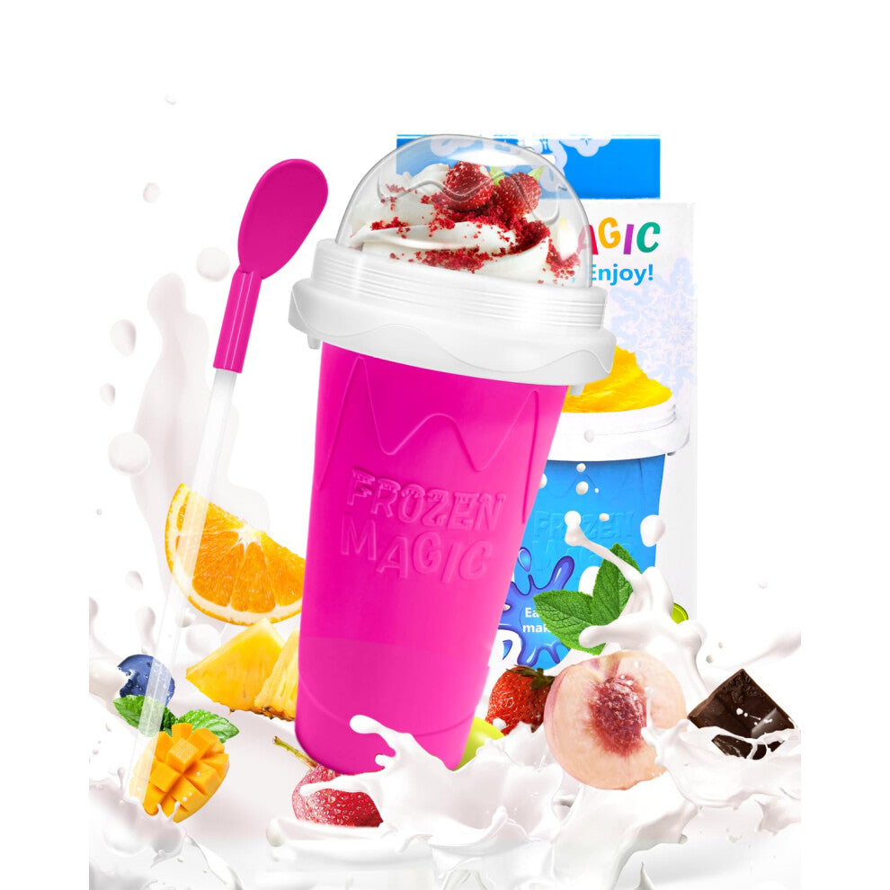 Slushy Maker Cup  DIY Magic Slushy Maker Squeeze Cup  Portable Smoothie Squeeze Cup for Juices  Milk and Ice Cream Make  Double Layers Silica Cup with
