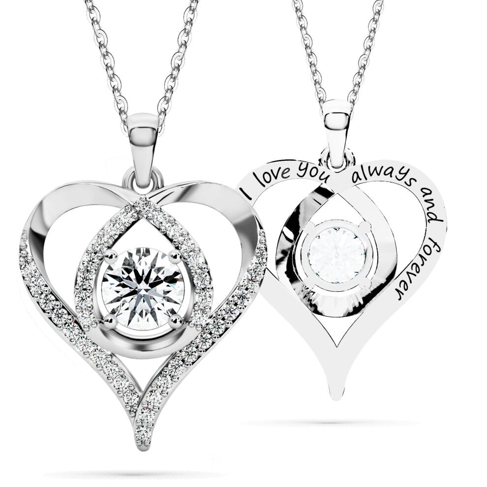 Heart Pendant Necklace for Her Moissanite Lab-Created Gem Jewelry for Women I Love You S925 Sterling Silver Gifts to Wife Girlfriend Mom Daughter Anni