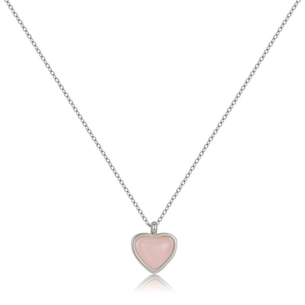 Joxevyia Heart Rose Quartz Necklace for Women Pink Heart Stone Healing Crystals Dainty Heart Gemstone Pendant Necklace Valentines Birthday Christmas G