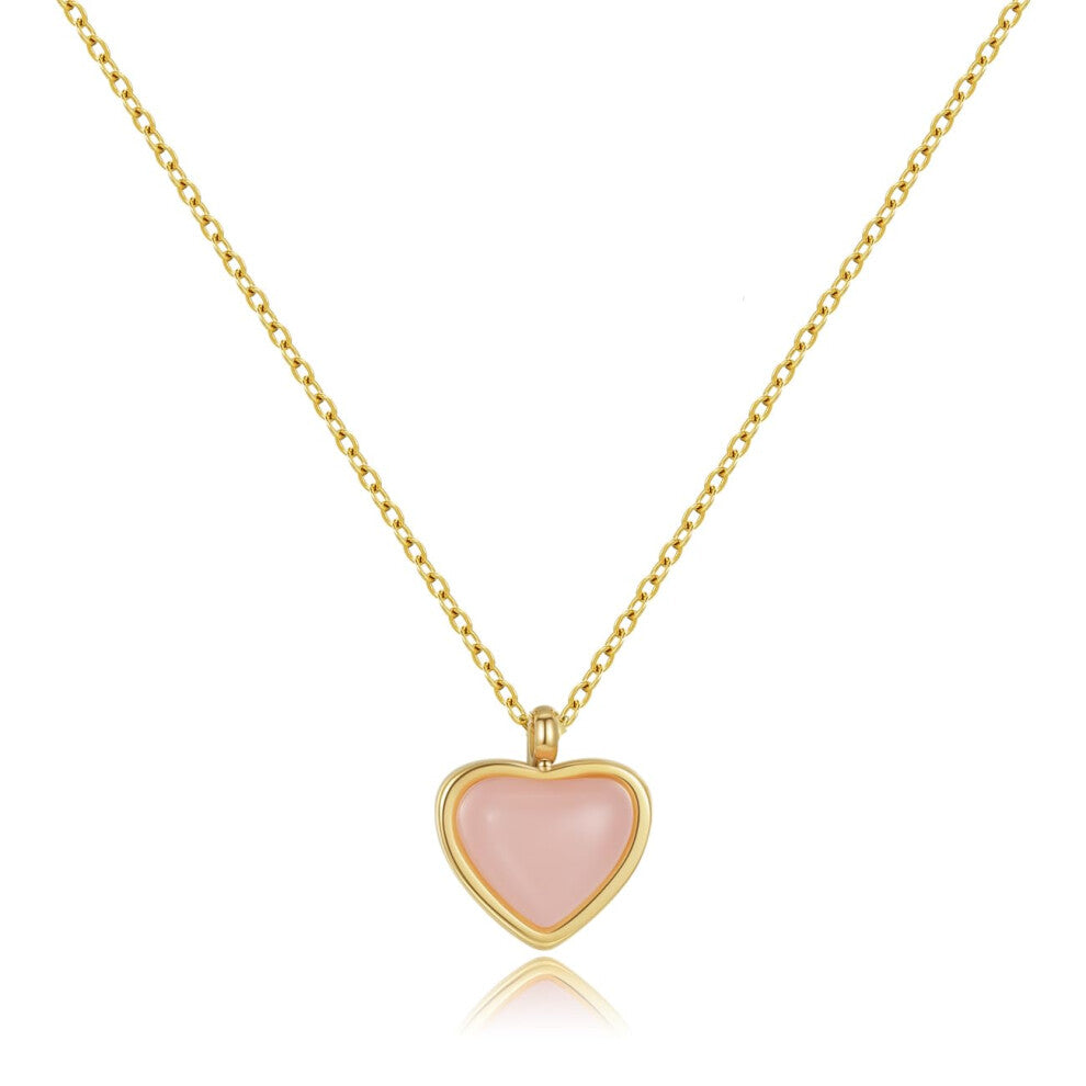 Joxevyia Heart Rose Quartz Necklace for Women Pink Heart Stone Healing Crystals Dainty Heart Gemstone Pendant Necklace Valentines Birthday Christmas G