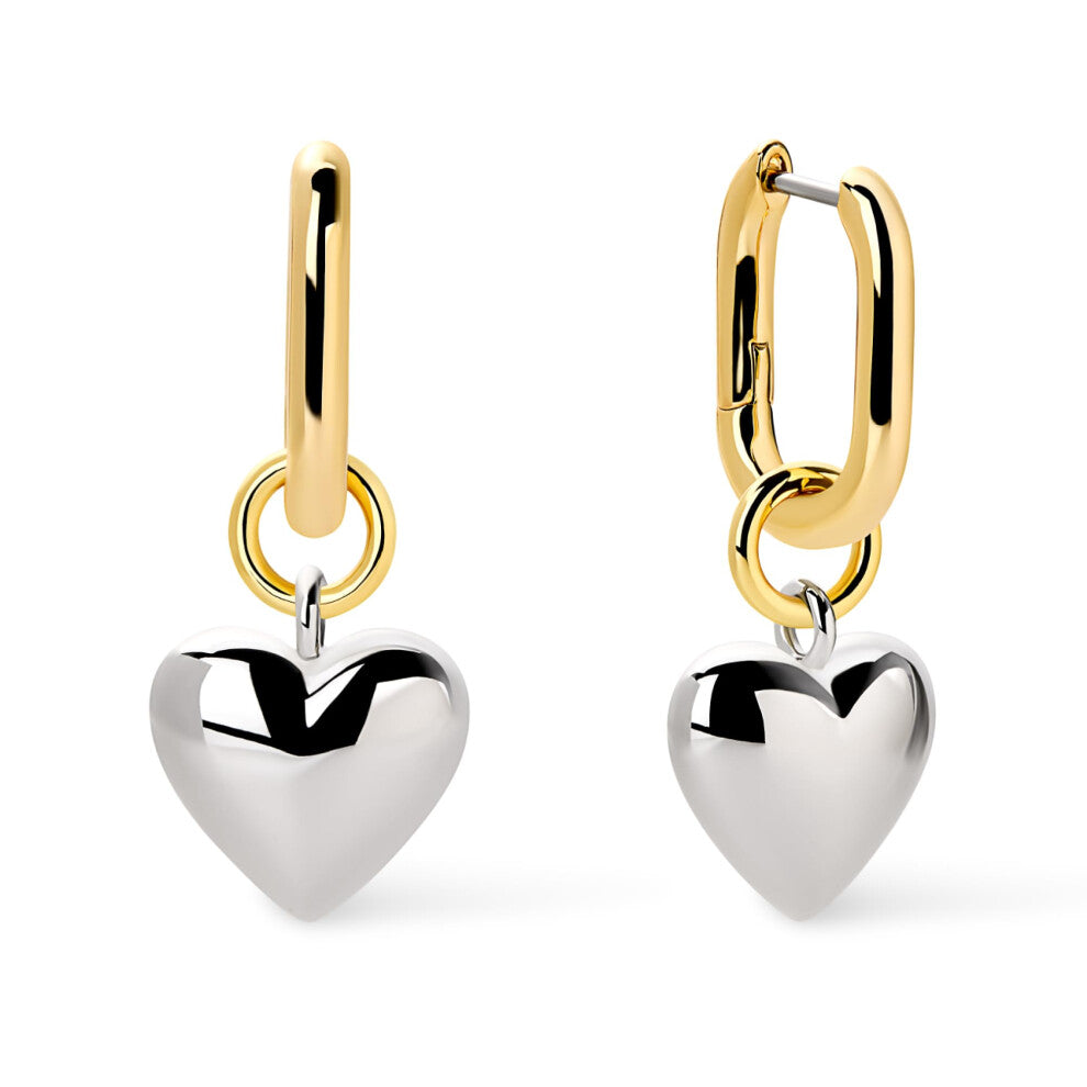 Ana Luisa Puffed Heart Hoop Earrings - Heart Charm Huggie Hoops - 14K Gold Plated  Silver Rhodium Plated and Mixed Metal - Hypoallergenic  Tarnish-Fre