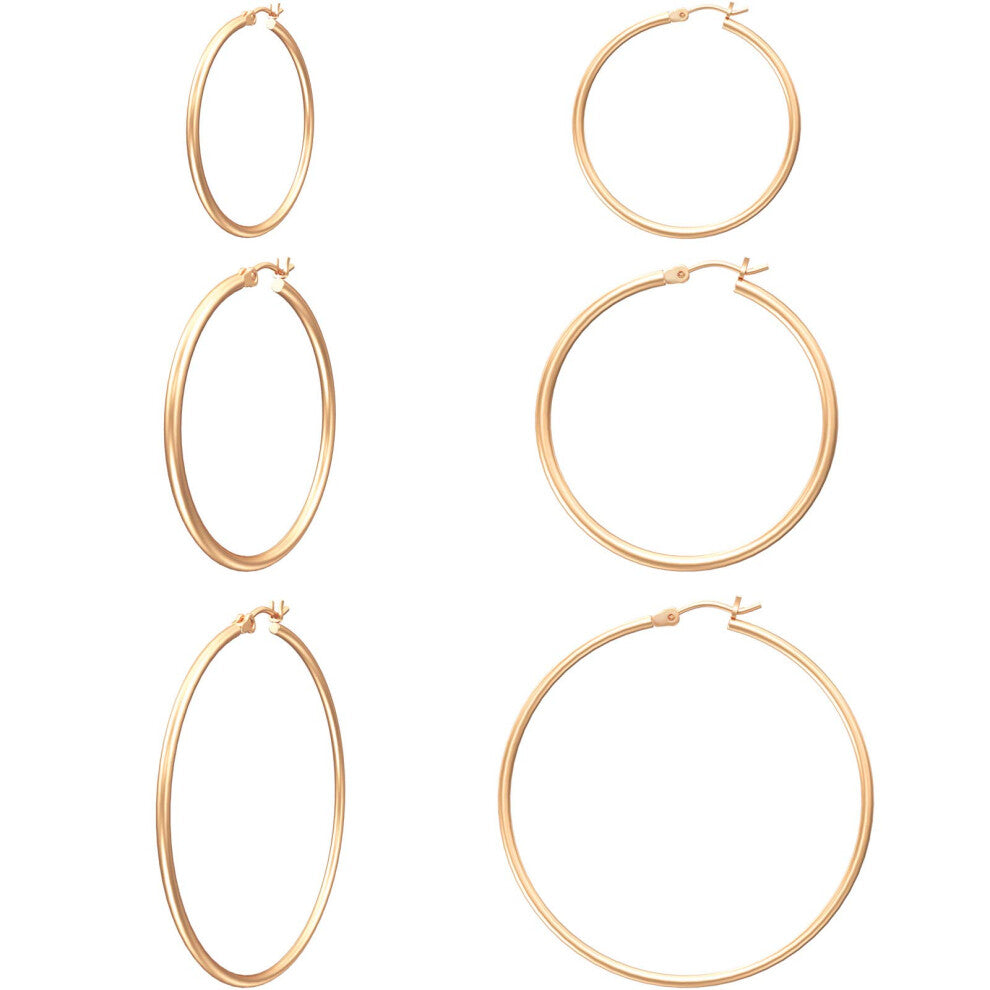 Gacimy Rose Gold Hoop Earrings for Women  14K Rose Gold Plated Hoops with 925 Sterling Silver Post  Rose Gold 30 40 50mm Medium Hoop Earrings for Wome