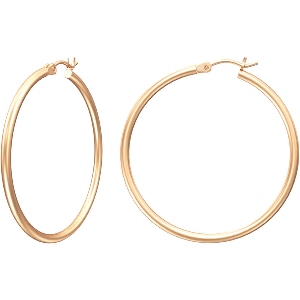 Gacimy Rose Gold Hoop Earrings for Women  14K Rose Gold Plated Hoops with 925 Sterling Silver Post  Rose Gold 40mm Medium Hoop Earrings for Women