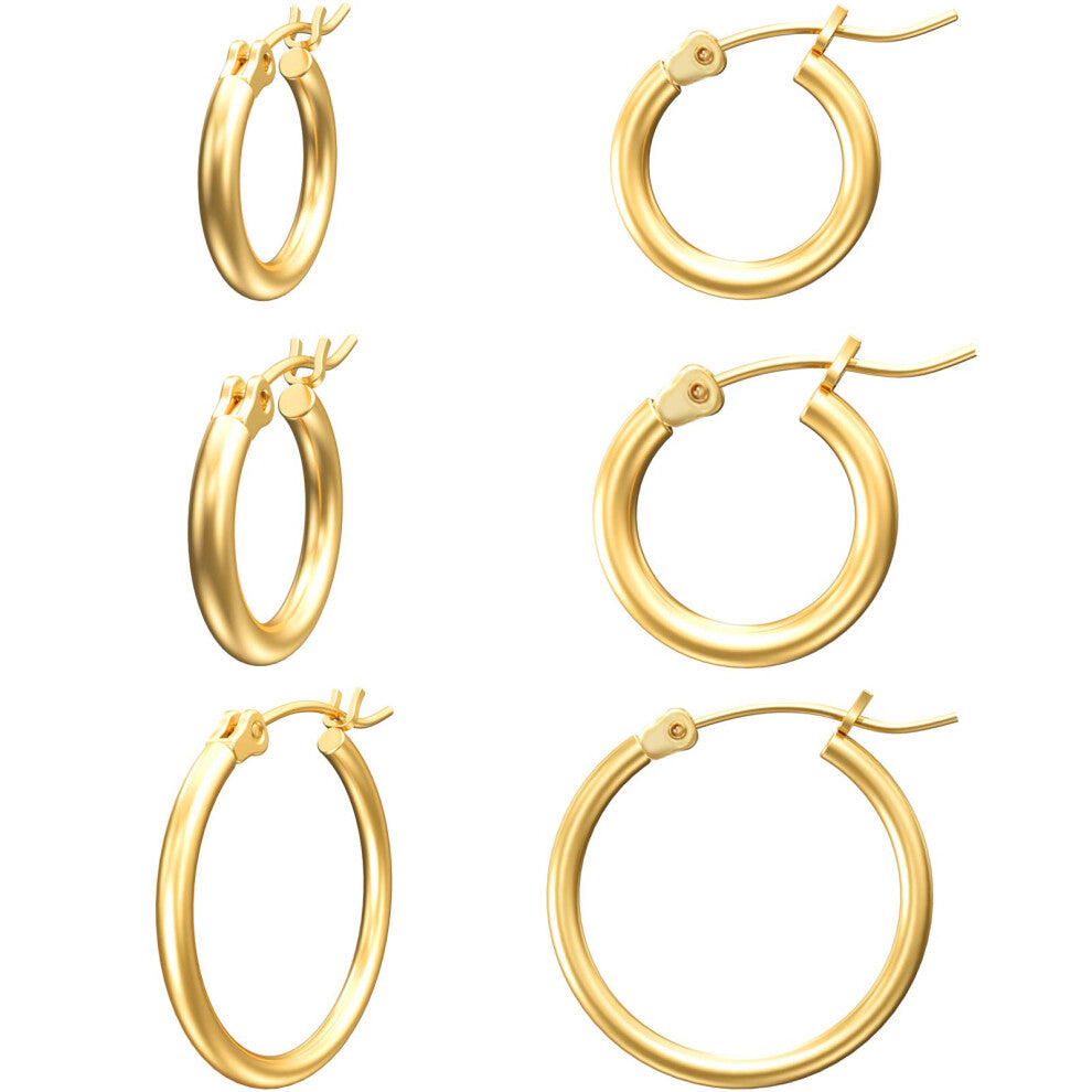 Gacimy Small Gold Hoop Earrings for Women  14K Gold Plated Hoops with 925 Sterling Silver Post  Yellow Gold 14 16 20mm Small Hoop Earrings for Women