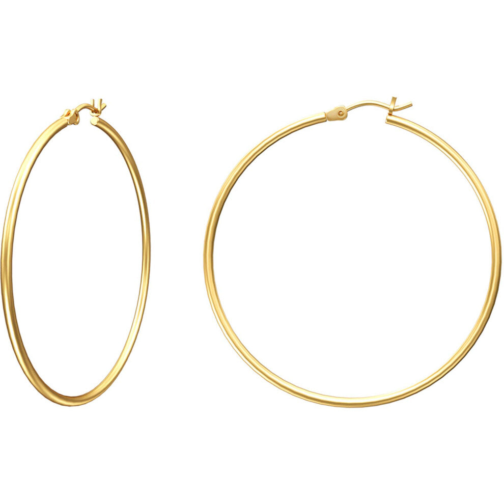Gacimy Yellow Gold 50mm Big Earrings 14K Gold Plated Hoops with 925 Sterling Silver Post