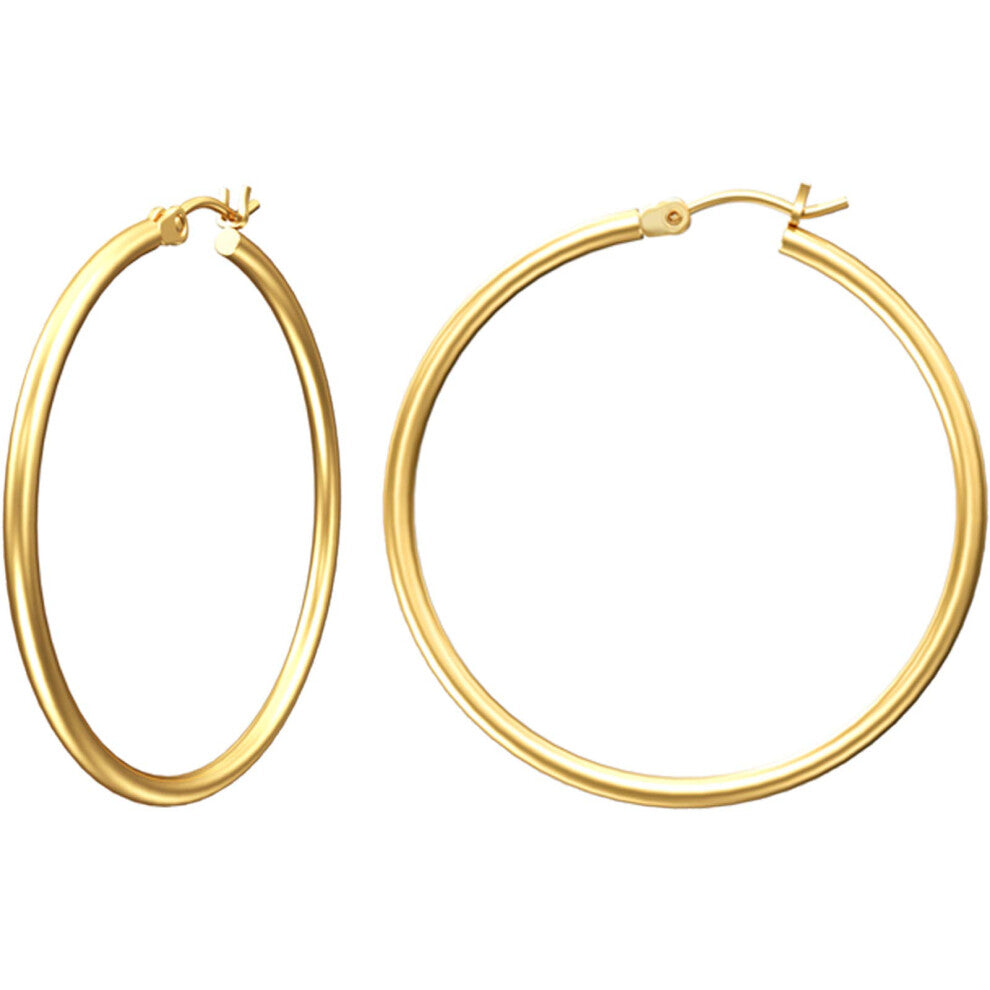 Gacimy Yellow Gold Hoop Earrings for Women  30mm Medium  14K Gold Plated Hoops with 925 Sterling Silver Post