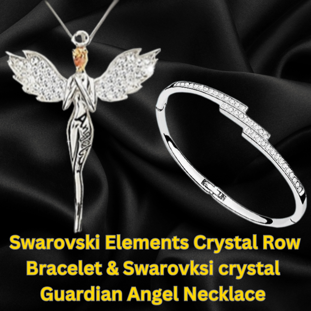 Swarovski Women's Jewelry Set Guardian Angel Pendant & 3 Row Bracelet
