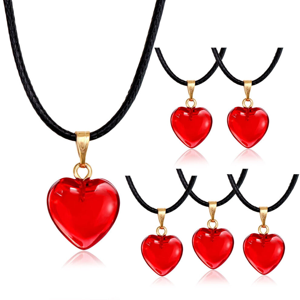 Omlisca Valentines Day Gifts 12 Pack Red Heart Shaped Pendant Necklace for Classroom Rewards Exchange Goodies Bag Filler For Women Party Favors Suppli