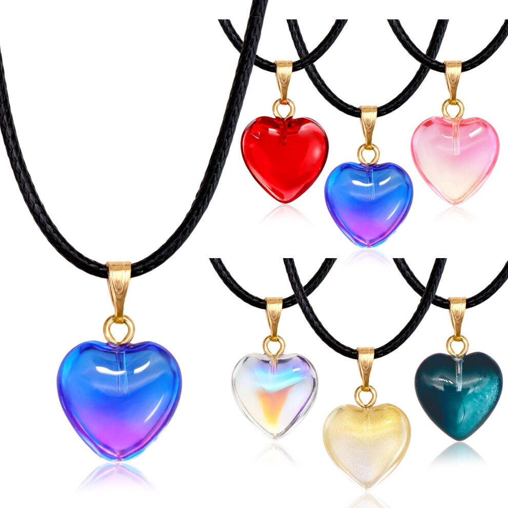 Omlisca Valentine's Day Gifts 24 Pack Colorful Heart Shaped Pendant Necklace Birthday Party Favors Goodie Bags Filler for Women Party Supplies Wedding