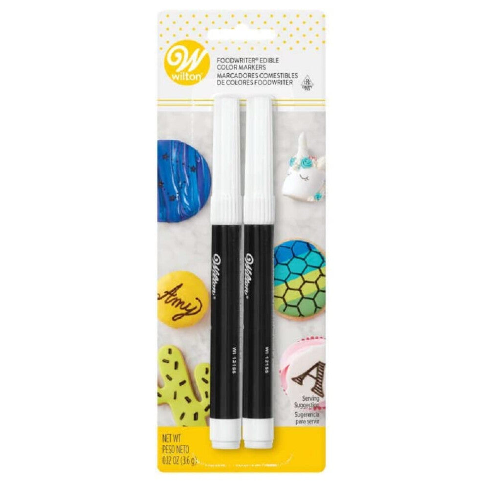 Wilton Black Food Marker  2-Count Pack of Edible Markers  Ideal for Cookies and Cakes