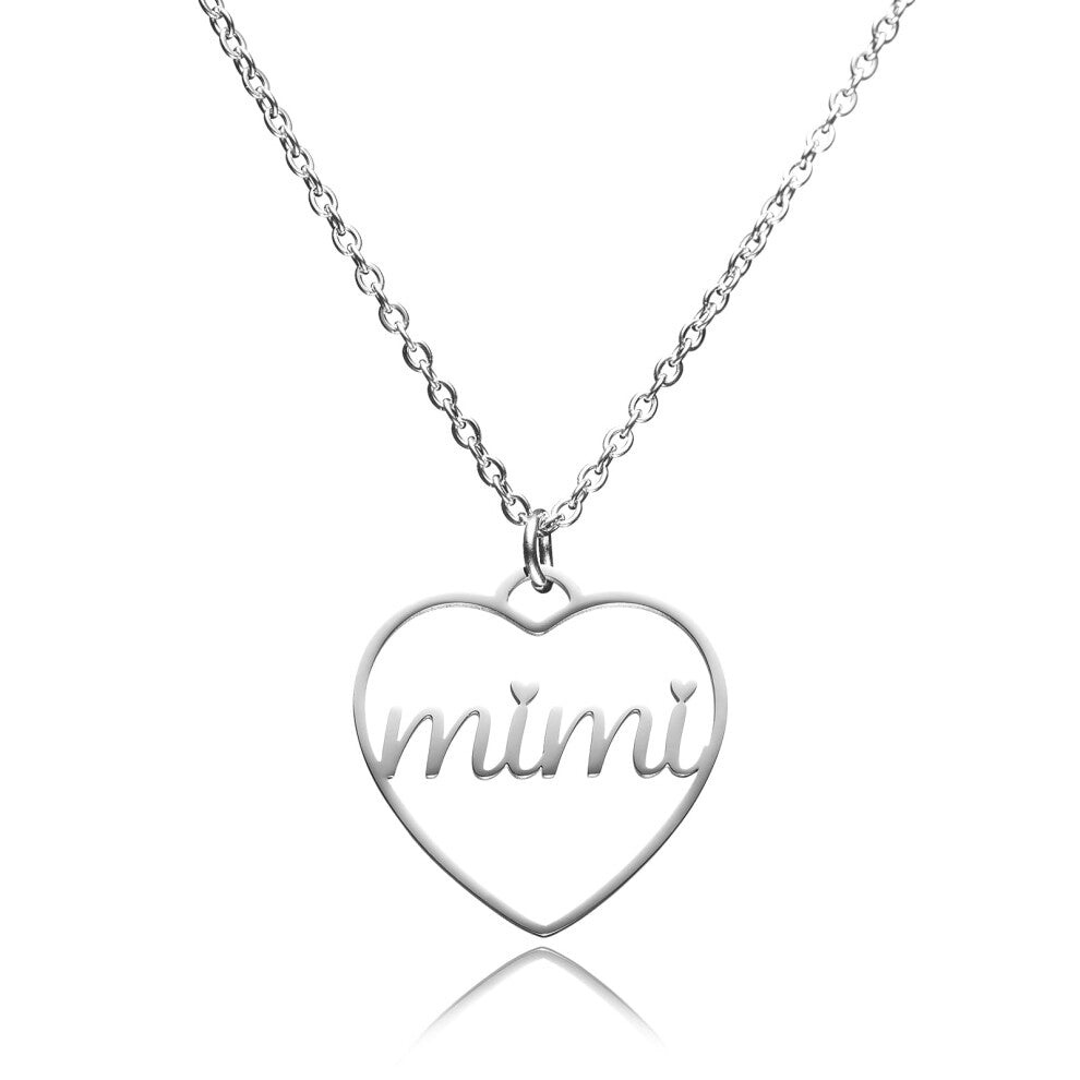 Yooborn Grandma Gift Mimi Necklace Stainless Steel Cutout Heart Letter Mimi Pendant Jewelry Birthday Valentine's  Christmas Gifts for Grandma from Gra